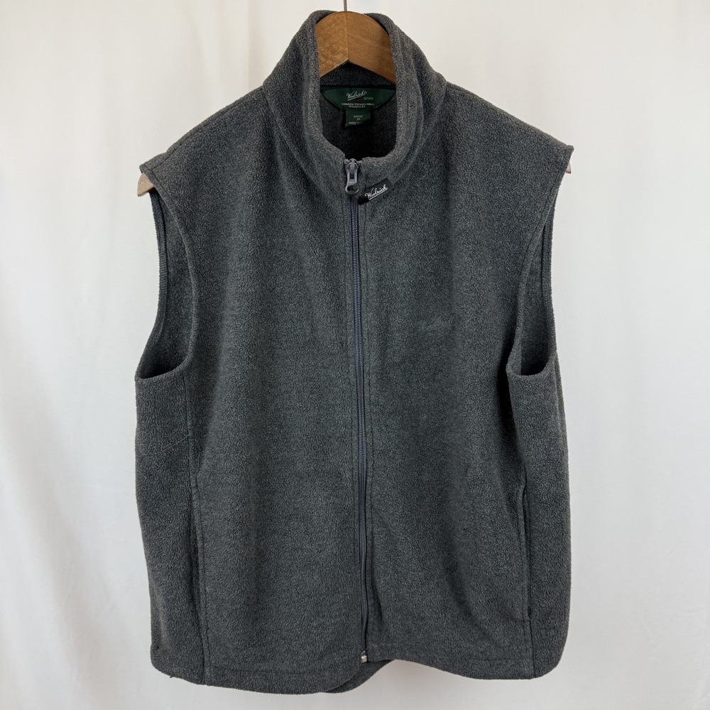 Woolrich Men's Medium Charcoal Gray Sherpa Fleece Lined Full Zip‎ Vest Size